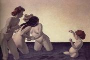 Felix Vallotton Three woman and a young girl playing the water oil painting artist